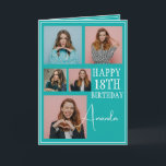 Modern Teal 5 Photo Collage 18th Birthday Card<br><div class="desc">Celebrate a milestone birthday with a modern and elegant five-photo collage. This design captures cherished memories and adds a personal touch to an 18th birthday celebration,  making it a keepsake to treasure.</div>