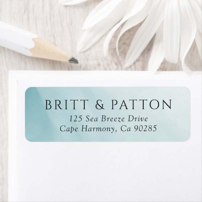 Modern Teal Abstract Minimalist Return Address Label (Insitu)