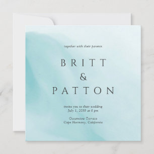 Modern Teal Abstract Minimalist Wedding Invitation