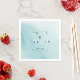 Modern Teal Abstract Minimalist Wedding Napkins