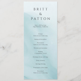Modern Teal Abstract Minimalist Wedding Program