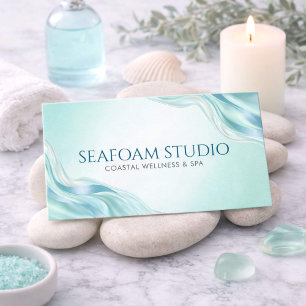 Modern Teal Agate Marble Metallic Turquoise Spa Business Card