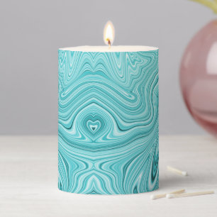 Modern teal agate pillar candle