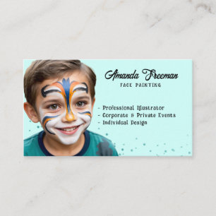 Modern Teal and Black Party Artist Painter Business Card
