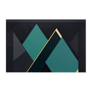 Modern Teal and Gold Geometric Abstract Acrylic Print