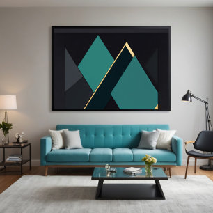 Modern Teal and Gold Geometric Abstract Canvas Print