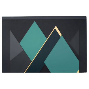 Modern Teal and Gold Geometric Abstract Metal Print