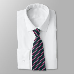 Modern Teal and Magenta Diagonal Stripe Neck Tie