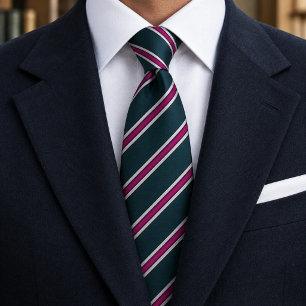 Modern Teal and Magenta Diagonal Stripe Neck Tie