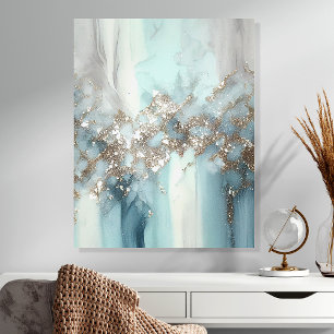 Modern Teal and Silver Glitter Acrylic Photo Tile