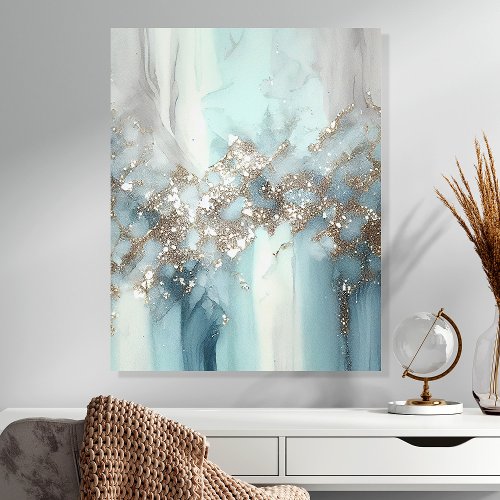 Modern Teal And Silver Glitter Acrylic Photo Tile