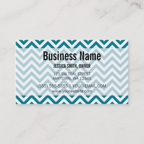 Modern Teal and White Chevron Pattern Business Card Templates