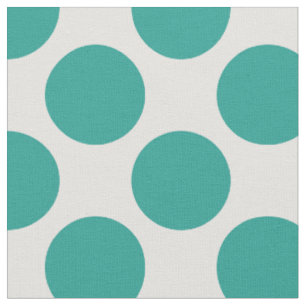 Modern Teal and White Large Polka Dots Fabric