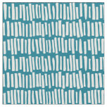 Modern Teal and White Line Pattern Fabric