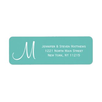 Modern Teal And White Monogram Names Label by SimpleMonograms at Zazzle