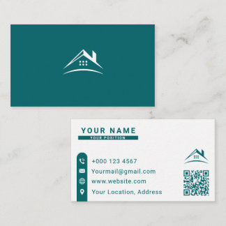Modern Teal and White Real Estate Professional Business Card