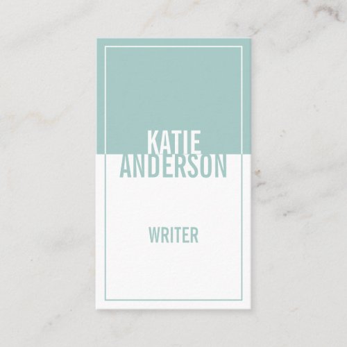 Modern teal and white simple geometric minimalist business card