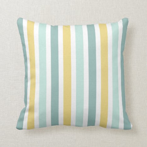 Modern Teal Aqua Gold Stripes Pattern Throw Pillow