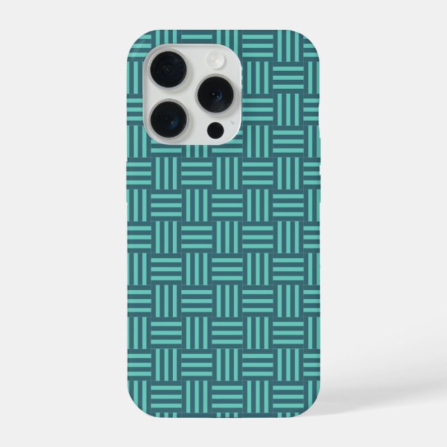 Modern Teal Basketweave Pattern Case Cover (Back)