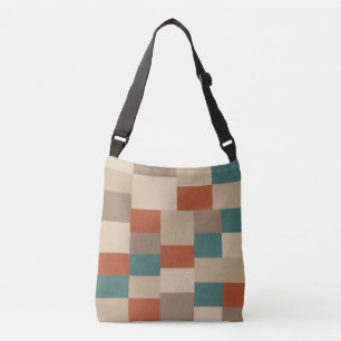 Modern Teal & Beige Geometric Blocks Crossbody Bag