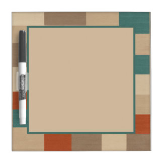 Modern Teal & Beige Geometric Blocks Dry Erase Board