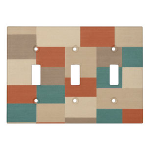 Modern Teal & Beige Geometric Blocks Light Switch Cover