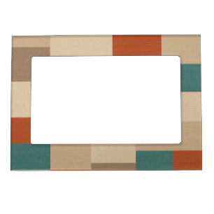 Modern Teal & Beige Geometric Blocks Magnetic Frame