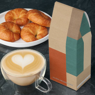 Modern Teal & Beige Geometric Blocks Roasted Coffee