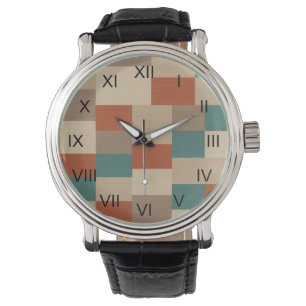 Modern Teal & Beige Geometric Blocks Watch