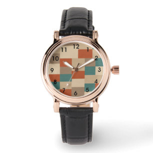 Modern Teal & Beige Geometric Blocks Watch