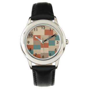 Modern Teal & Beige Geometric Blocks Watch
