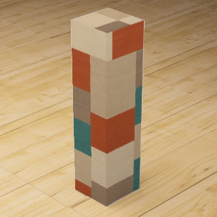 Modern Teal & Beige Geometric Blocks Wine Box