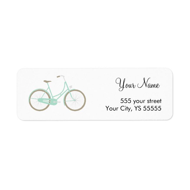 Modern Teal Bicycle Design Label (Front)