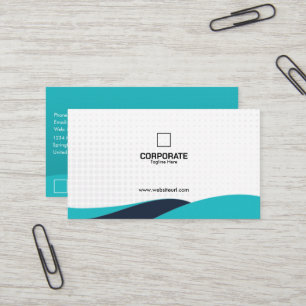 Modern Teal Black Wave Corporate Template Business Card