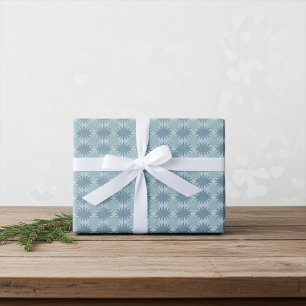 Modern Teal Blue and Summer Green Floral Pattern Wrapping Paper Sheets