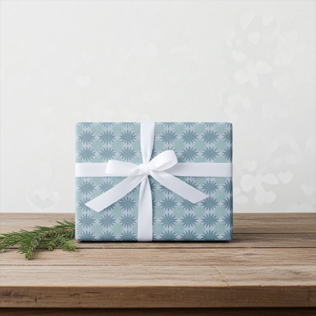 Modern Teal Blue and Summer Green Floral Pattern Wrapping Paper Sheets (Creator Uploaded)