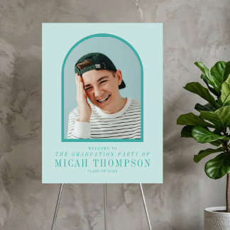 Modern Teal Blue Arch Photo Graduation Party Foam Board