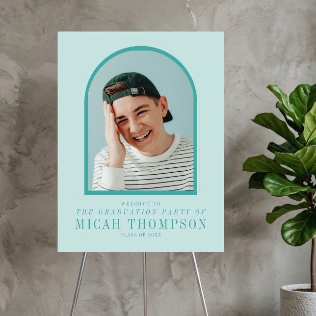 Modern Teal Blue Arch Photo Graduation Party Foam Board (Modern Teal Blue Arch Photo Graduation Party Foam Board)