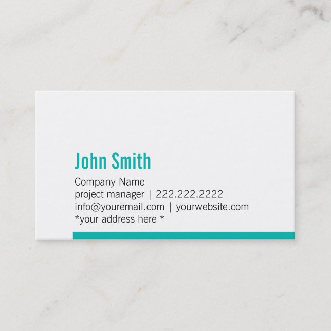 Modern Teal Blue Bold Border Business Card (Front)