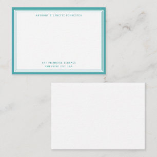 Modern Teal Blue Border Name & Address Note Card