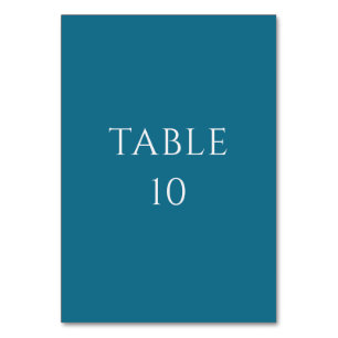 Modern Teal Blue Minimalist Custom Wedding Table Number