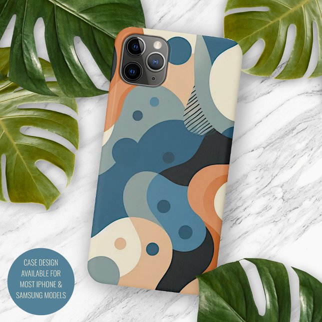 Modern Teal Blue Orange Gray Black Art Pattern Iphone Case (Creator Uploaded)