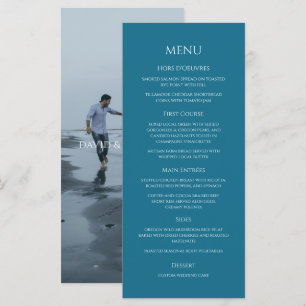 Modern Teal Blue Photo Minimalist Wedding  Menu