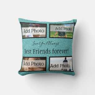 modern Teal blue pillow BFF Best friends forever