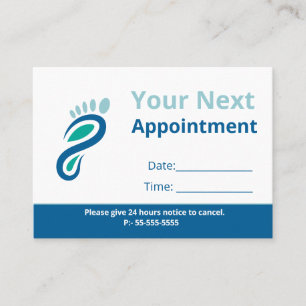 Modern Teal Blue Podiatry Foot Care Logo Business Appointment Card