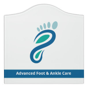 Modern Teal Blue Podiatry Foot Care Logo Business Door Sign