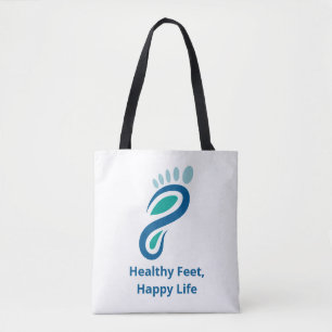 Modern Teal Blue Podiatry Foot Care Logo Business Tote Bag