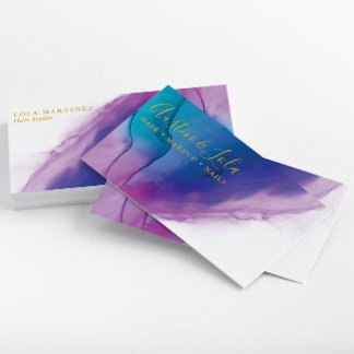 Modern Teal Blue Purple Abstract Art Business Card