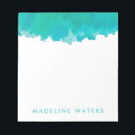 Modern Teal Blue Watercolor Chic Monogrammed Notepad<br><div class="desc">Add a stylish personalized accessory to your desk with this chic modern notepad. Design features a pretty blue green teal watercolor background and your name or other customized text in a simple typography turquoise font. This elegant and trendy notepad makes an elegant gift for her.</div>
