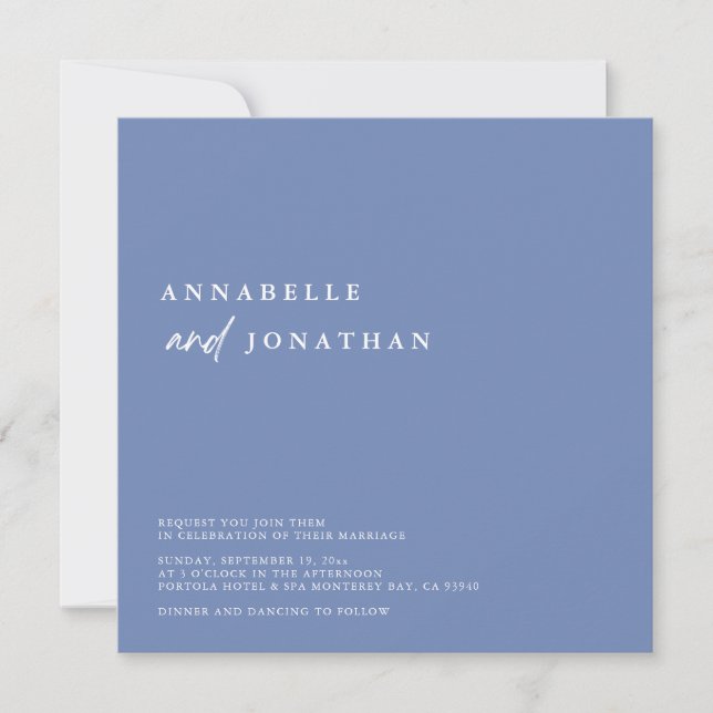 Modern Teal Blue White Contemporary Wedding Invitation (Front)